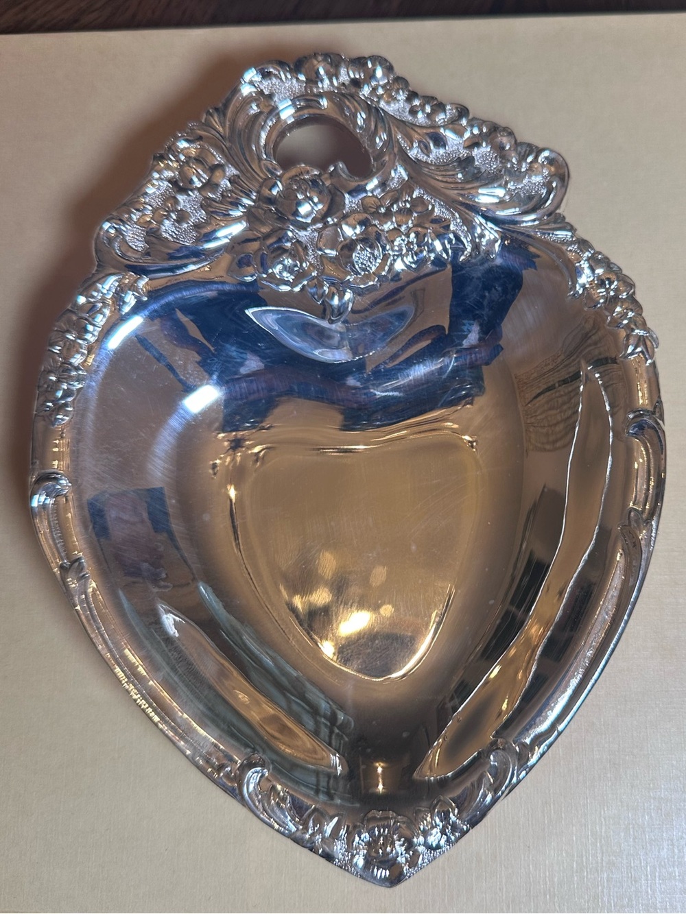 Vintage Leonard Silver Plate Heart Candy/Trinket Dish 6"